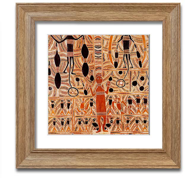 Aboriginal Marika Mathaman Square Framed Print showcasing vibrant colors and intricate designs, framed in a stylish border.